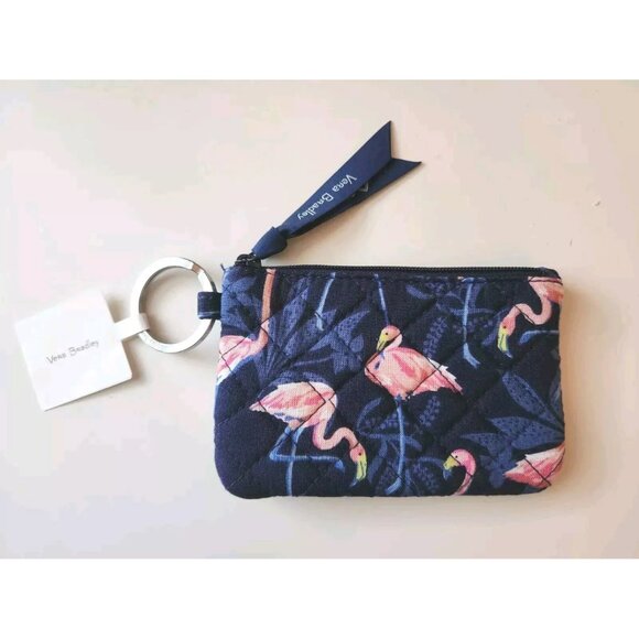 Vera Bradley Zip ID Small Wallet –Flamingo Garden Print-Card Holder, Keychain - Picture 1 of 7